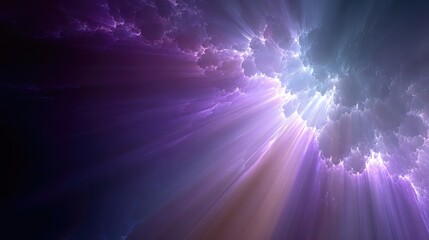 Poster - Vibrant Light Beams Breaking Through Calming Heavenly Clouds in an Ethereal Atmosphere