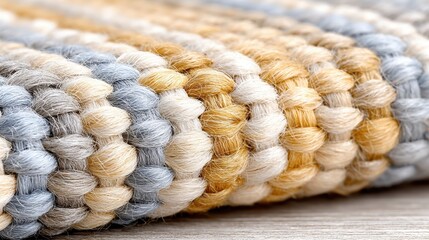 Aufkleber - Detailed Woven Textile Highlights Earthy Tones and Intricate Design on a Minimal Backdrop