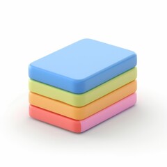 Poster - stacked colorful rectangular blocks in pastel hues.