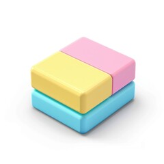 Poster - Stacked colorful square blocks,  a playful geometric design.