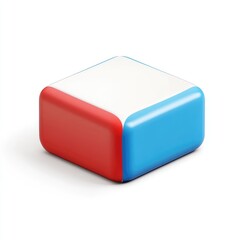 Poster - three-colored square object with a simple design.