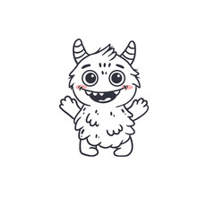 Wall Mural - cute monster isolated on white background for coloring pages, magazines. alien, cartoon character. s