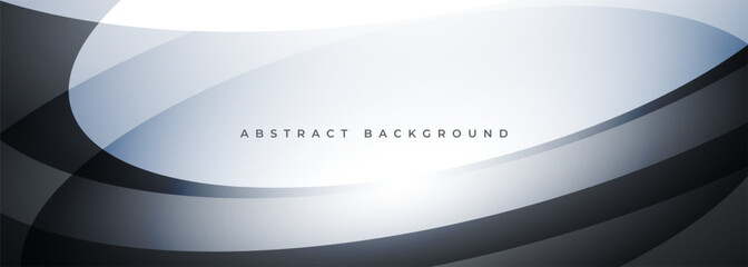 Aufkleber - White and black modern abstract wide banner background with circles and geometric curve shapes. Vector illustration