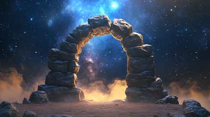 Wall Mural - mystical stone archway under a glowing celestial sky, mystical, stone, archway, glowing, celestial, 