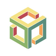 Poster - Abstract isometric cube design.  Interlocking pastel shapes create a visually engaging, modern graphic.  Perfect for tech, architecture, or design projects needing a clean, geometric aesthetic.