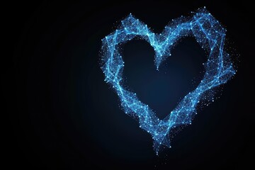 Poster - Abstract digital heart shape design on dark background.