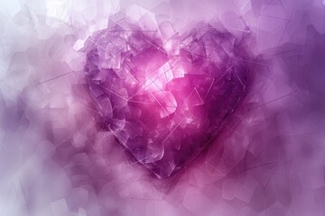 Poster - abstract fractured heart design in soft purples and whites.
