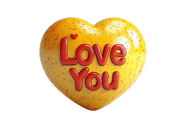 Poster - Heart-shaped character with cheerful expression holding love you message on transparent background ready for various creative projects