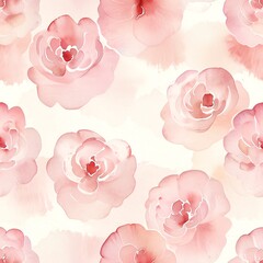 Wall Mural - watercolor pink roses seamless pattern: a delicate floral design