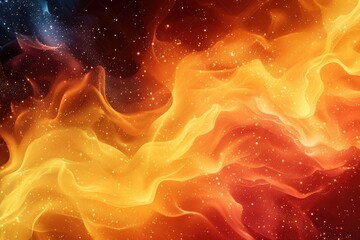 Poster - Abstract swirling flames against a dark cosmic background.