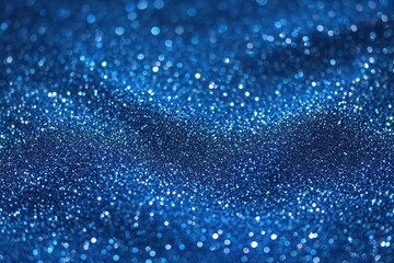 Wall Mural - Close-up view of sparkling blue glitter particles creating a shimmering and textured surface with a bokeh effect