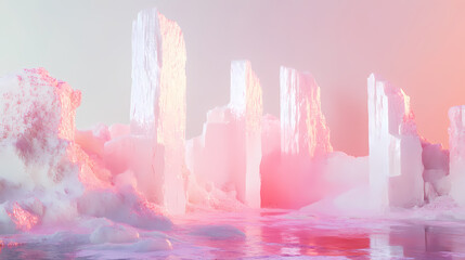 Wall Mural - soft ivory light fading into a gentle glow with subtle reflections. [celestial ruins] | radiant wrec