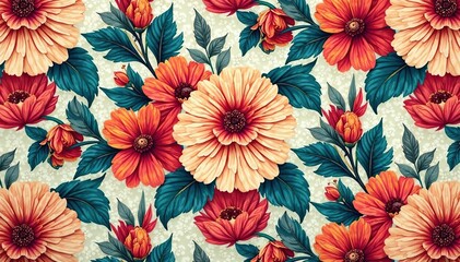  Intricate floral design, repeating seamlessly , repeat, vibrant