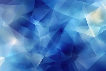 Poster - abstract geometric shapes in cool shades of blue and white.