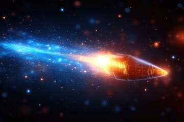 Poster - Fiery projectile hurtling through cosmic expanse.