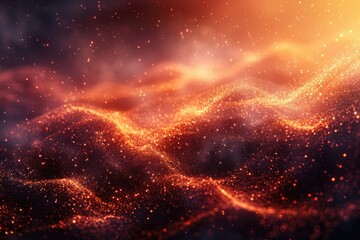 Poster - Abstract digital illustration of fiery, undulating hills.