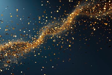 Poster - Golden confetti flowing against a dark backdrop.