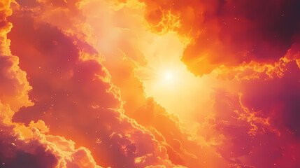 Wall Mural - Surreal space cloud ignites nebula fire high resolution wallpaper. [Solar Echoes] | Sunflare Reverie | dreamy warmth. Illustration