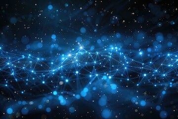 Poster - Abstract digital network design with glowing blue light.
