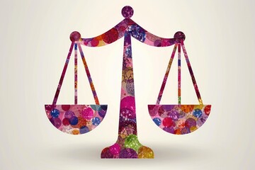 Poster - colorful abstract illustration of a justice scale.