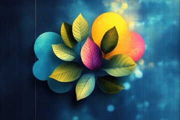 Poster - vibrant leaves arranged in a colorful abstract design.