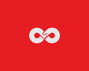 Poster - Abstract infinity vector logo. Creative number 8 endless logotype. Unusual handshake partnership sign.
