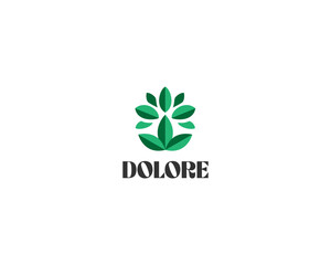 Fototapete - Abstract logo from green leaves. Universal garden park symbol. Flower flat vector sign. Eco concept.