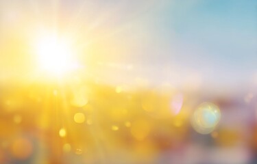Aufkleber - Golden sunlight shines brightly through a blurred background, creating a beautiful bokeh effect with circles of light and a dreamy atmosphere