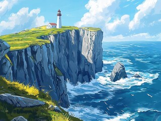 Aufkleber - Lighthouse on a Cliffside overlooking the Ocean