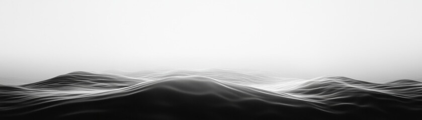 Poster - Monochrome Ocean Waves Under a Hazy Sky