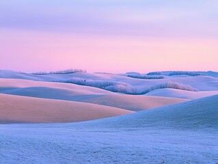 Aufkleber - Pastel Winter Sunset Over Snow Covered Hills