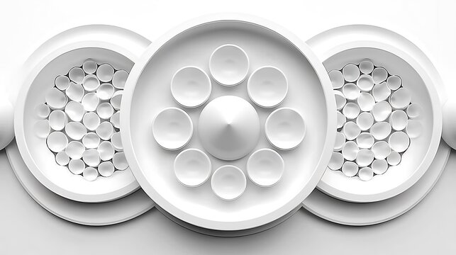 Elegant Arrangement of Circular White Structures in a Monochrome Setting
