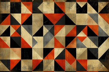 Poster - geometric pattern of distressed triangles in various shades.