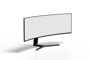 Fototapete - Ultrawide Monitor screen mockup with white background for presentation your design, 3d Rendering