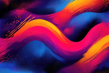 Poster - abstract vibrant wave design with colorful strokes.