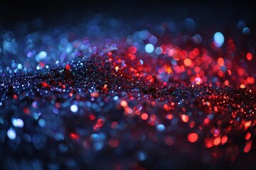 Vibrant abstract background with blue and red bokeh lights.