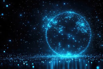 Poster - Digital representation of planet Earth in a cosmic environment.