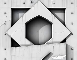 Poster - Digital Art, Concrete Abstraction. Geometric Neo Brutalism With Raw Textures And Monochromatic Palettes For Urban Design Projects, Architecture, And Creative Visuals. A Striking Image.