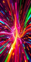 Fototapete - Dynamic Abstract Art, Vibrant Colors Pulse Through This Design. Energy And Movement Capture The Eye. Beautiful Shades Create A Captivating, Bold Composition. Digital Art Perfect For Backgrounds.