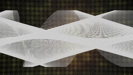Poster - Abstract wave mesh flowing across digital space, featuring dotted ribbons and grid circles