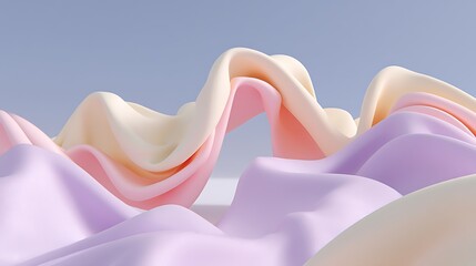 Aufkleber - Soft Pastel Waves of Fabric in Smooth Textures Against Blue Sky