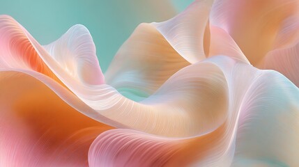 Aufkleber - Abstract Pastel Swirls in Soft Coral and Mint Color Tones