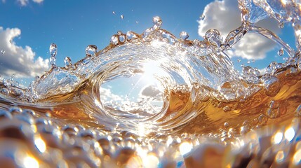 water splashing with clear blue sky background