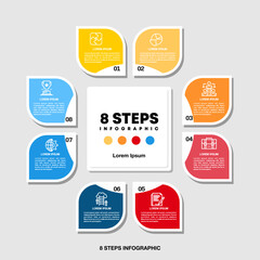 Poster - Modern design template features infographics 8 option vector elements for business presentation. vector eps