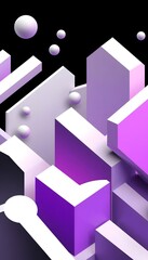 Aufkleber - Retro Black And White 3d Shapes, A Pastel Gradient Design. A Nostalgic Visual, Great For Backgrounds. Modern Art Design.