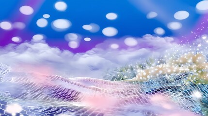 Aufkleber - Abstract Dreamy Landscape with Colorful Clouds and Light Effects