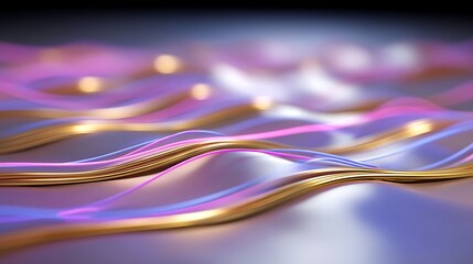 Aufkleber - Abstract Flowing Waves with Soft Light in Purple and Gold Colors