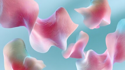 Aufkleber - Abstract Waves of Colorful Fluid Forms in Soft Pastel Tones