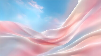 Aufkleber - Soft Pastel Flowing Fabric with Gentle Sky Background