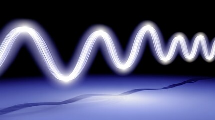 Aufkleber - Glowing Light Waves on Dark Background with Smooth Motion Effect